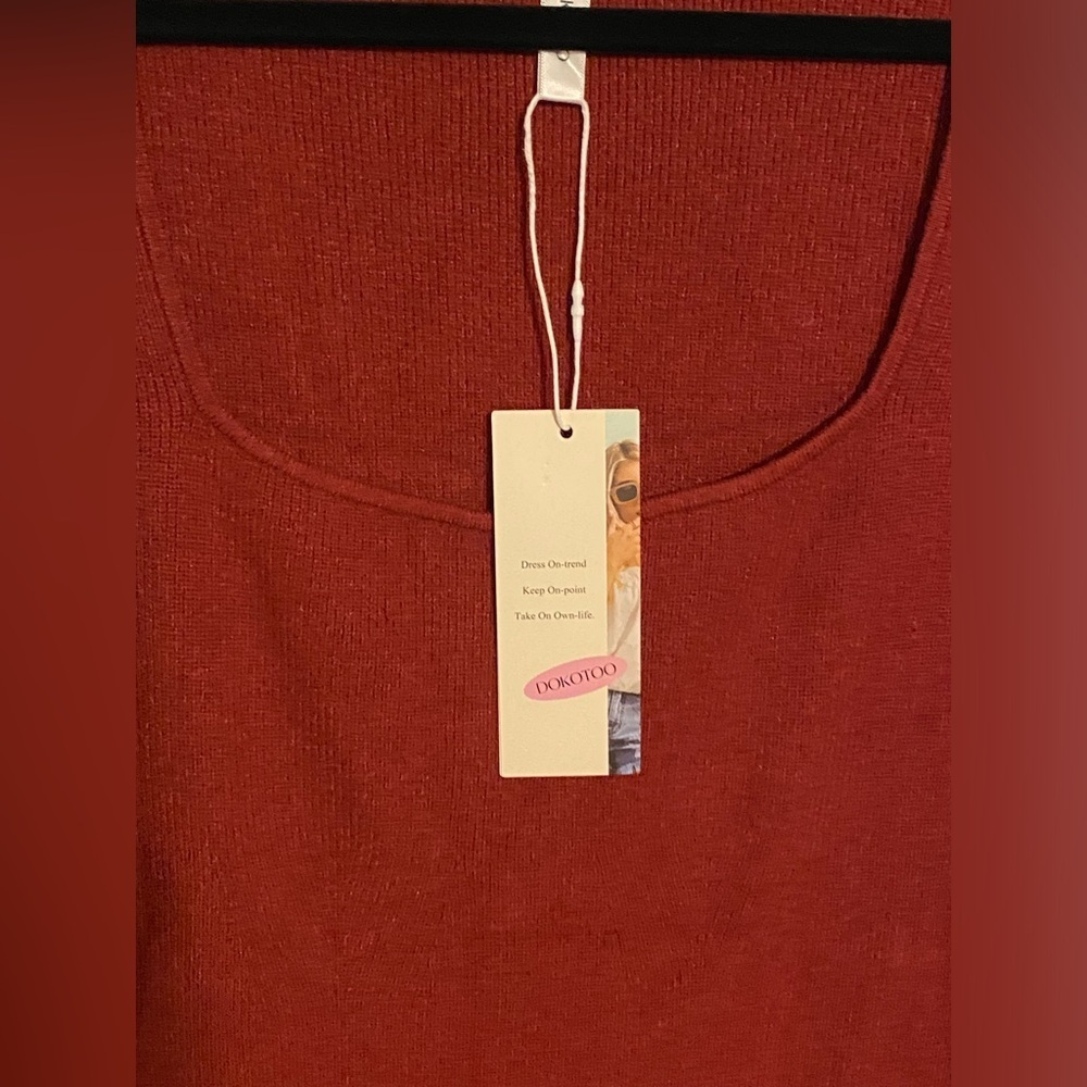 Dokotoo Womens Ribbed Sweater Dress, Wine Red, 2XL - Picture 3 of 5